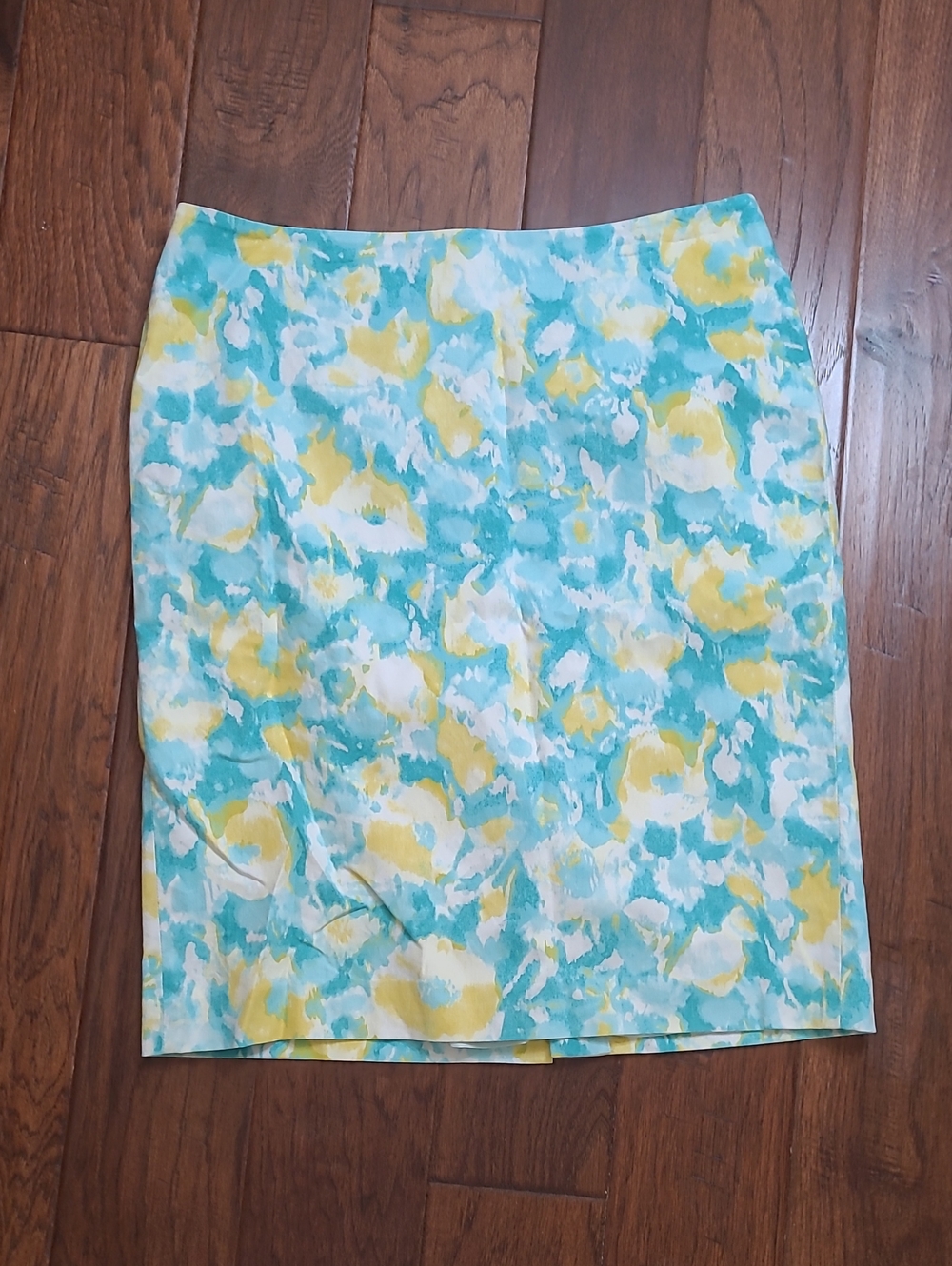 Talbots Teal, Yellow & White Pencil Skirt size 12